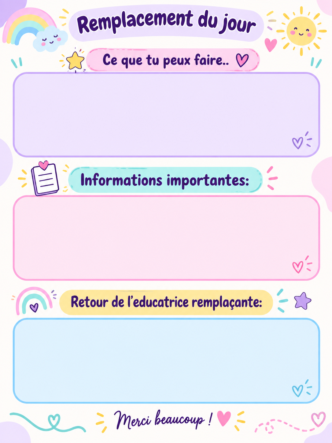Feuille pour la remplaçante